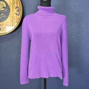 Appleseed's 100% Cotton Purple Turtleneck Sweater | Large